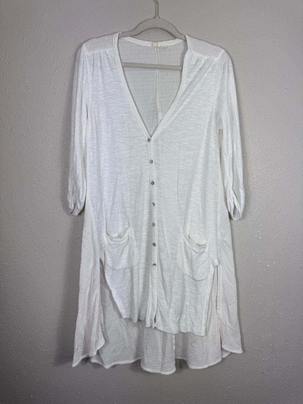 Moth Anthropologie Islet Duster Cardigan White Womens Size Small
